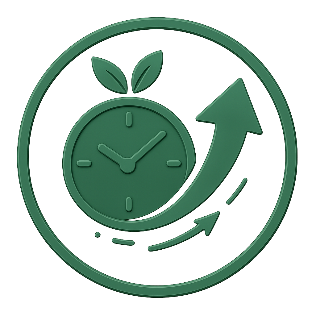 Icône verte représentant le gain de temps
