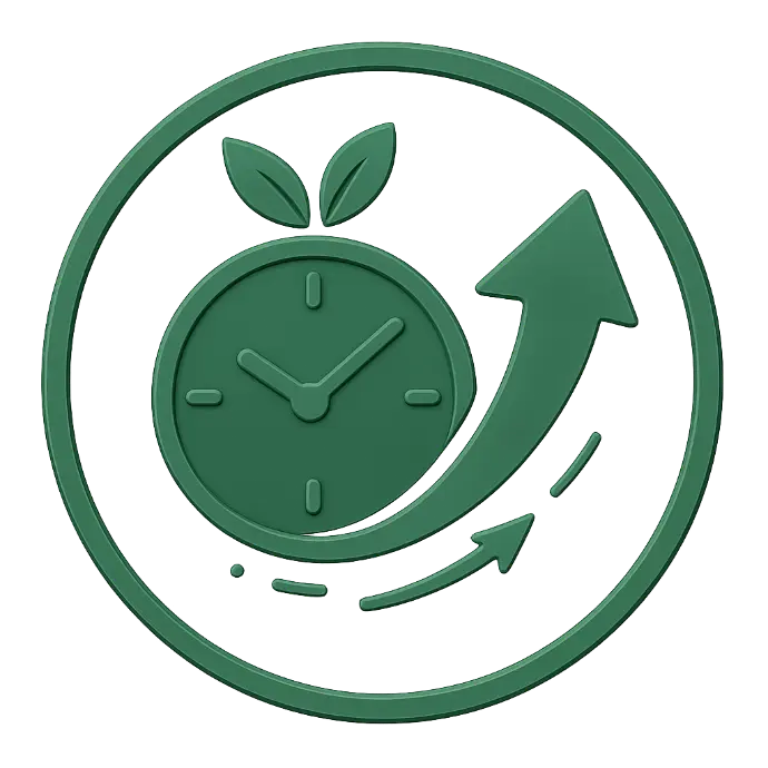 Icône verte représentant le gain de temps