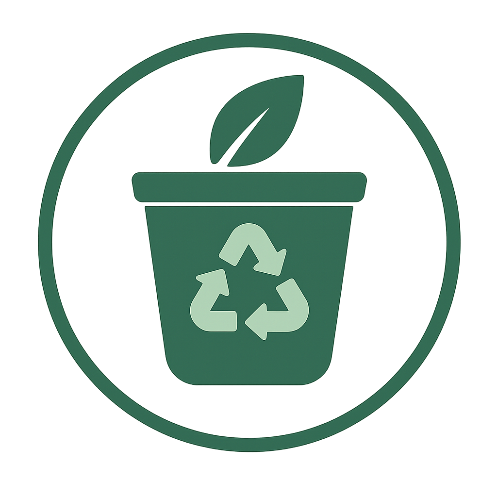 Icône verte avec un symbole de recyclage.