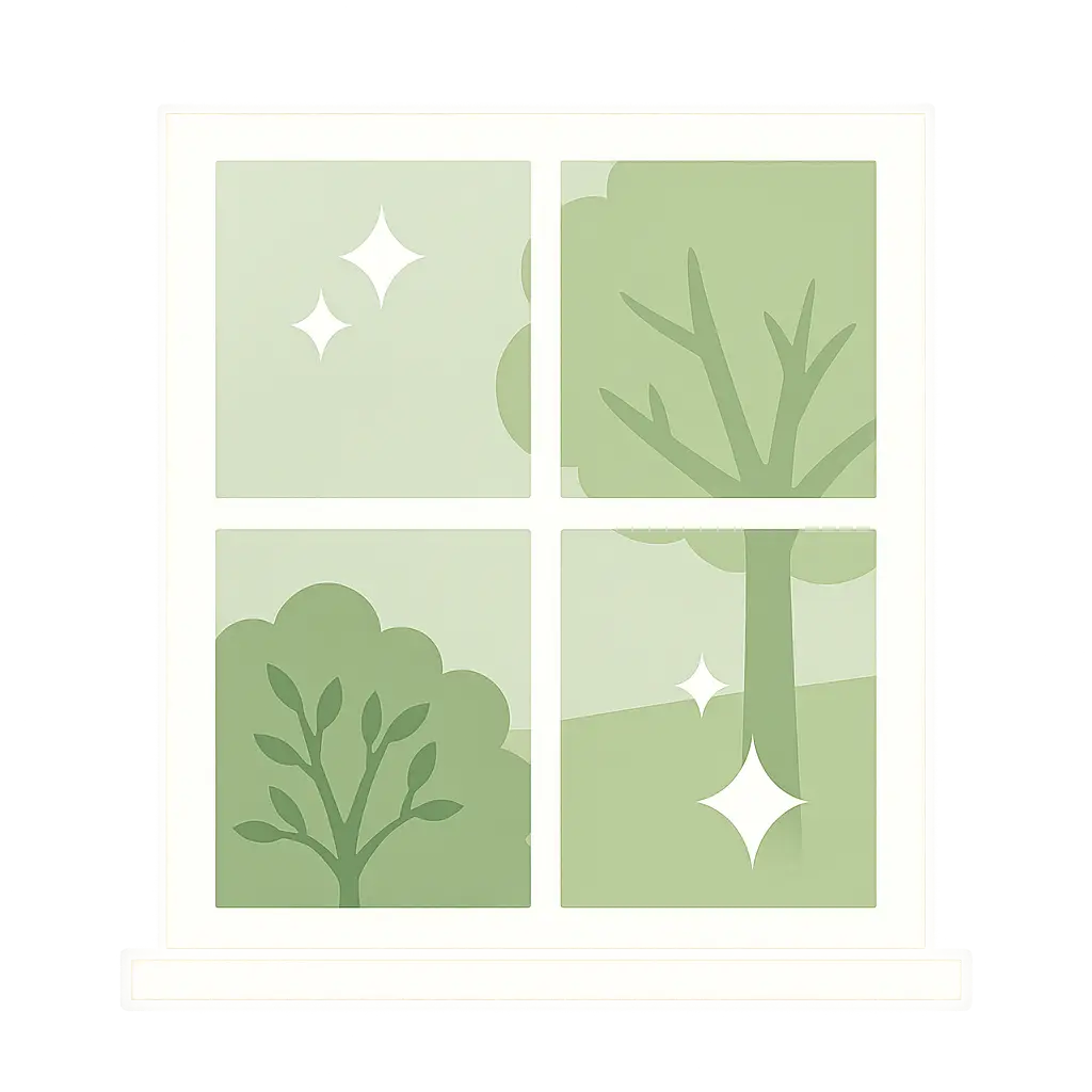 Fenêtre brillante après nettoyage, illustrant un service de vitres pour un rendu impeccable dans la Vallée de Chevreuse.