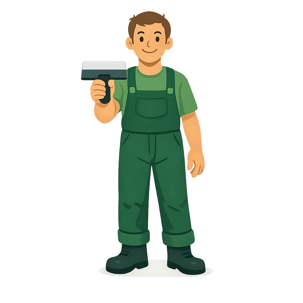 Homme de face avec une raclette pour maroufler 