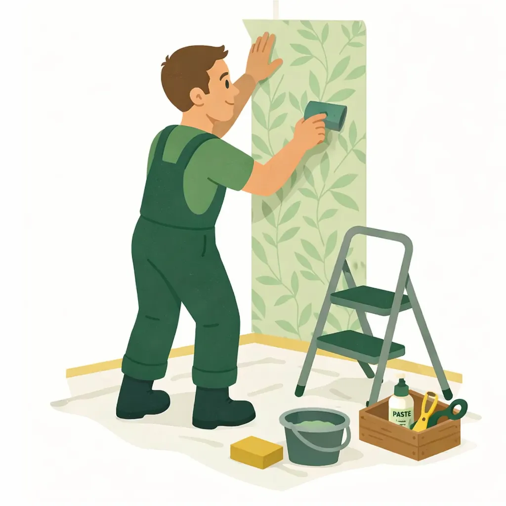 Pose de papier peint dans la Vallée de Chevreuse