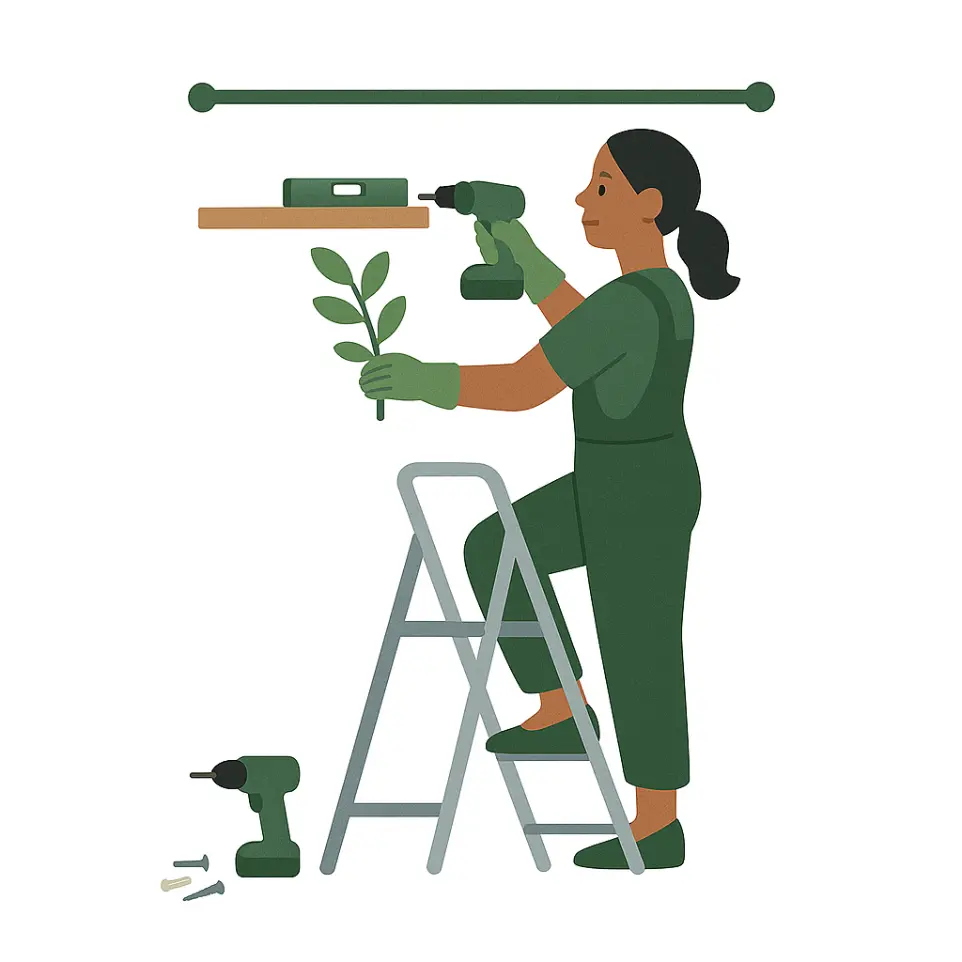 Pose d’étagères, tringles et rideaux dans la vallée de Chevreuse