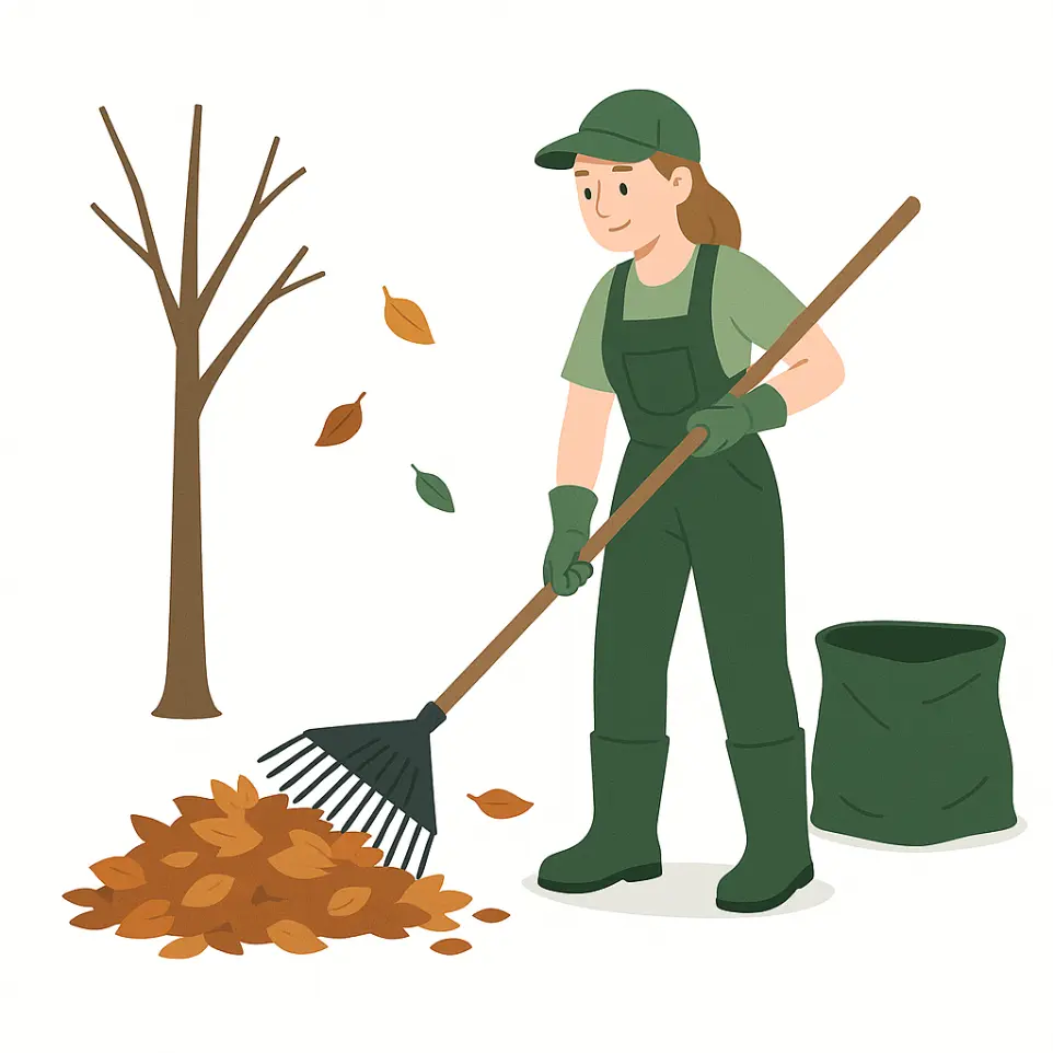 Ramassage de feuilles dans la vallée de Chevreuse